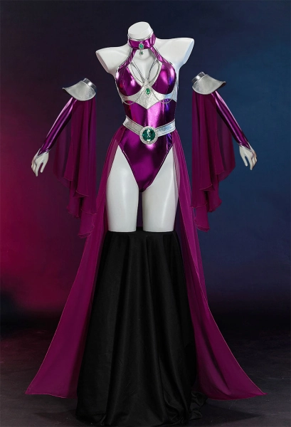 Super Heroine Titans Starfire Dérivé Sexy  Robe Danseuse Ensemble  Combinaison à dos nu avec jupe et manches en gaze
