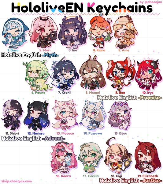 HololiveEN Keychains: Myth, Promise, Advent, Justice Gens
