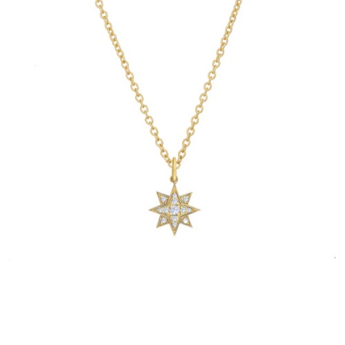 Diamond Starburst Necklace - 14K Rose Gold