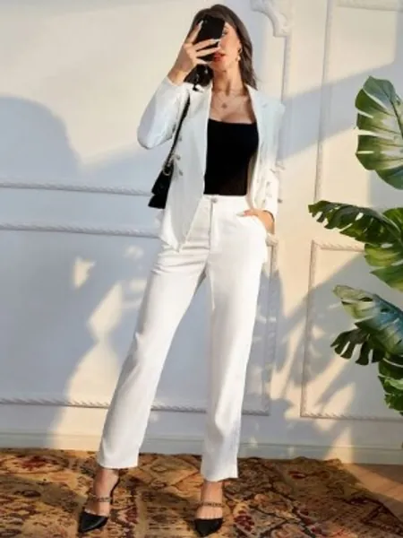 Double Breasted Lapel Neck Blazer & Pants