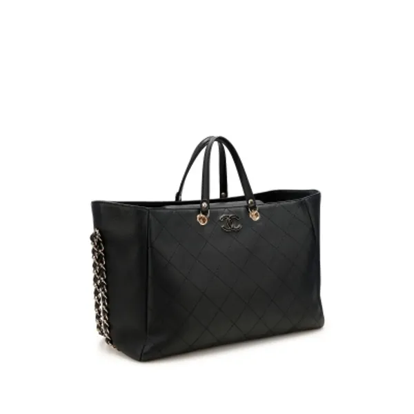 Chanel Black Quilted Bullskin Shopping Tote Gold Hardware, 2019