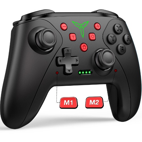 Wireless Switch Controller for Nintendo Switch/Lite/OLED Controller, Switch Controller with a Mouse Touch Feeling on Back Buttons, Extra Switch Pro Controller with Wake-up,Programmable, Turbo -Black - Black