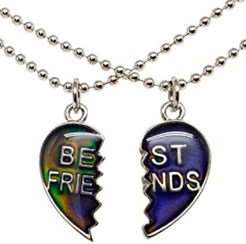 Cool Jewels Mood Best Friend Heart Necklaces for 2
