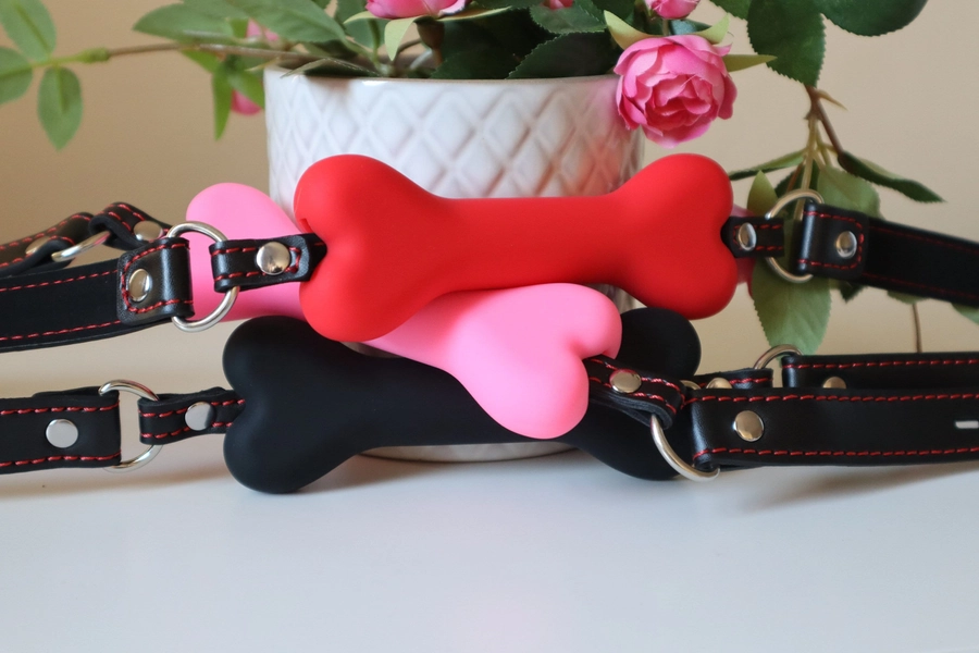 Puppy Play Bone Gag With Lockable Options - Pet Play Submissive Gag