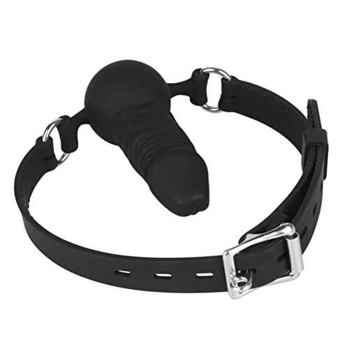 Silicone Realistic Dildo Gag with Ball, Adjustable Strap on Mouth Gag for SM