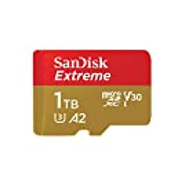 SanDisk 1TB Extreme microSDXC UHS-I Memory Card with Adapter - Up to 190MB/s, C10, U3, V30, 4K, 5K, A2, Micro SD Card- SDSQXAV-1T00-GN6MA