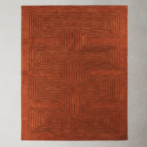 AllModern Orlie Geometric Handmade Tufted Wool Copper Area Rug | Wayfair