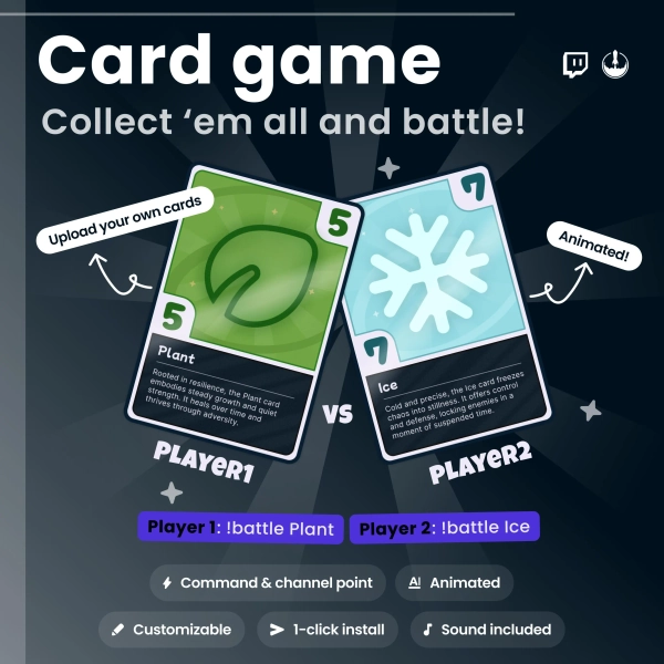 Twitch Card Widget (TCG) Game: Collect and battle with cards - VTuber alerts