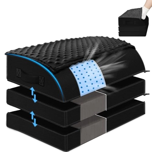 Foot Rest Under Desk for Office Use, Gel Memory Foam Foot Stool with 3 Adjustable Heights and Feet Warm Pocket for Back, Hip, Legs Discomfort Relief, Ergonomic Footrest for Office Chair & Gaming Chair