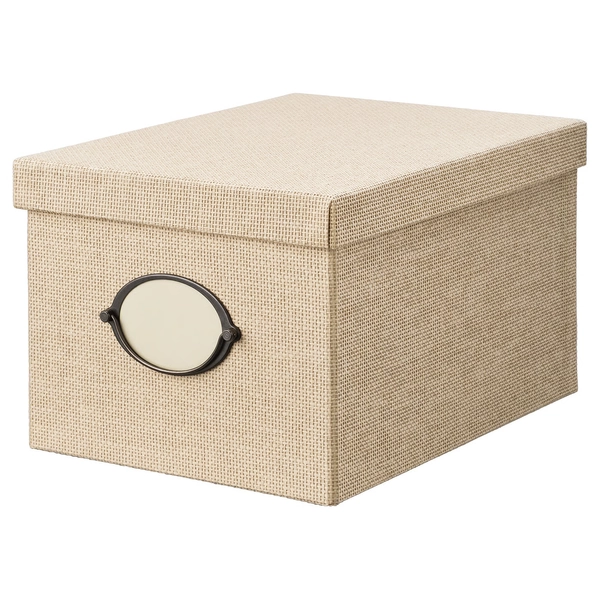 KVARNVIK Doos met deksel - beige 25x35x20 cm