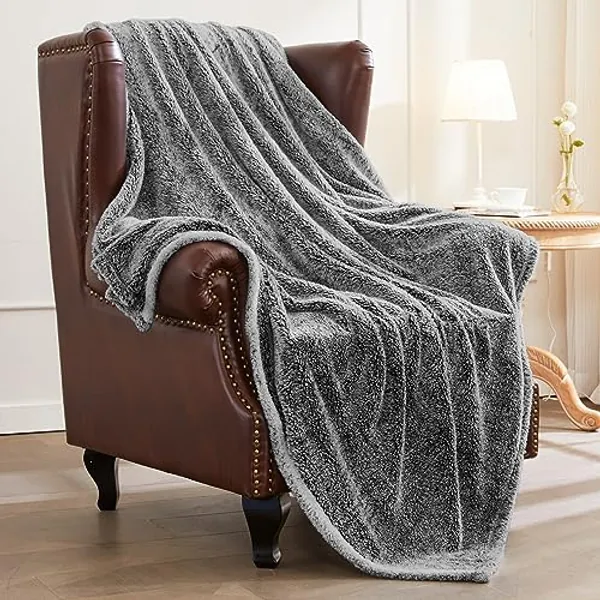 Exclusivo Mezcla Plush Extra Large Fleece Throw Blanket for Couch, Bed and Sofa (50x70 inches,Mixed Black) Soft, Warm, Lightweight