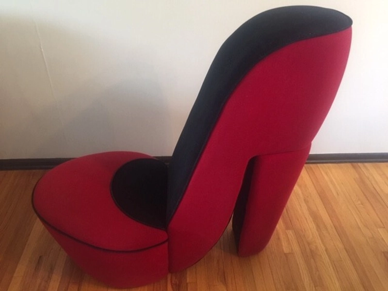 High Heel Stiletto Shoe Lounge  Chair dark Red and Black Furniture Brand New
