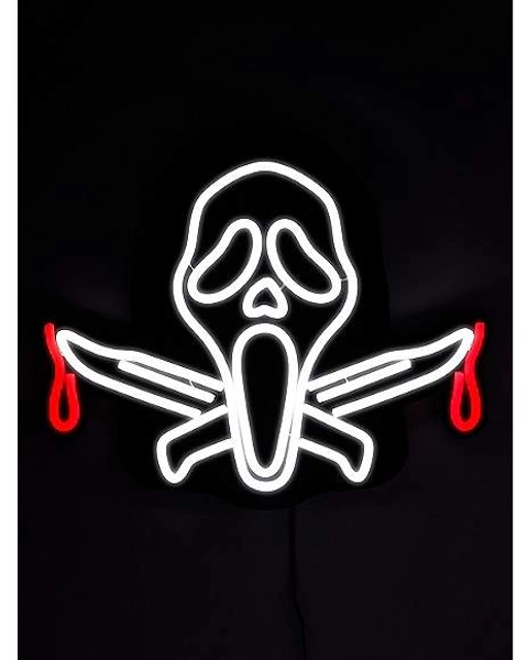 Ghost Face Neon LED Light-Up Sign