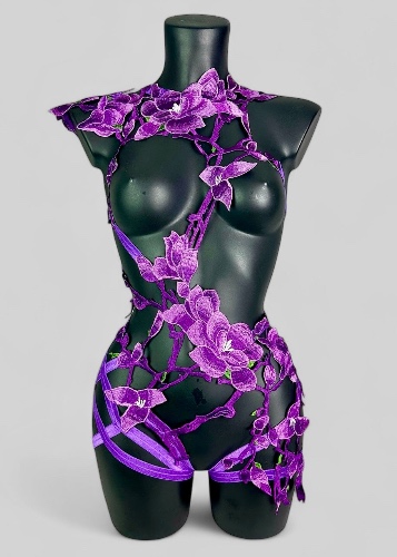 HALKIDIKI - Purple Flower Bodycage | UK 16-18/US 12-14