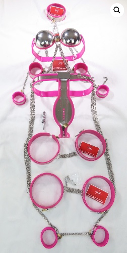 8 Piece Chastity Belt Set (Male, Pink) | Dotty After Midnight