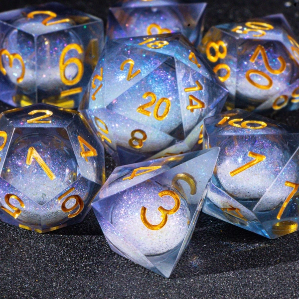 Galaxy liquid core dice set for role playing games | dungeons and dragons dice set | liquid core d and d dice set | liquid d&d dice set