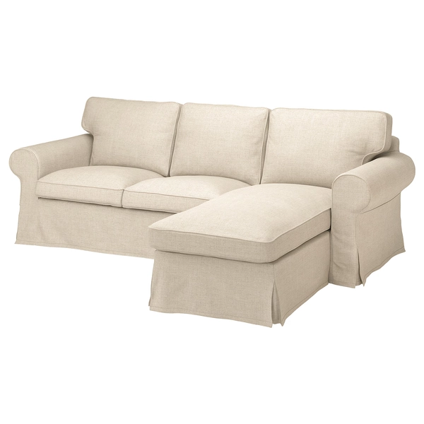 EKTORP 3-seat sofa with chaise longue - Kilanda light beige