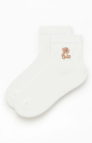 Teddy Bear Embroidered Ankle Socks