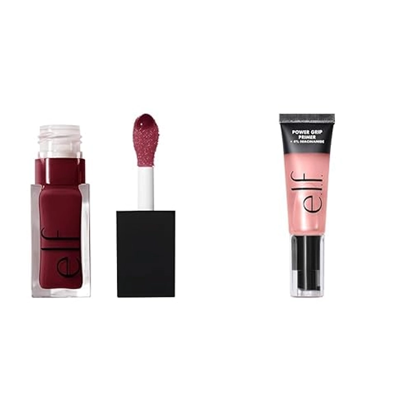 e.l.f. Glow Reviver Lip Oil, Nourishing Tinted Lip Oil For A High-shine Finish, Infused With Jojoba Oil & Power Grip Primer + 4% Niacinamide, Gel-Based & Hydrating Face Primer, 0.811 Fl Oz, Pink