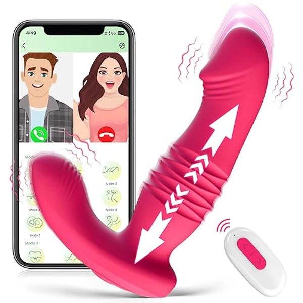 Wearable Clitoral G Spot Thrusting Vibrator, APP Remote Control Clitoralis Panty Vibrator with 9 Thrusting & Vibrating Modes, G Spot Dildo Vaginal Butterfly Anal Adult Sex Toy for Women & Couples