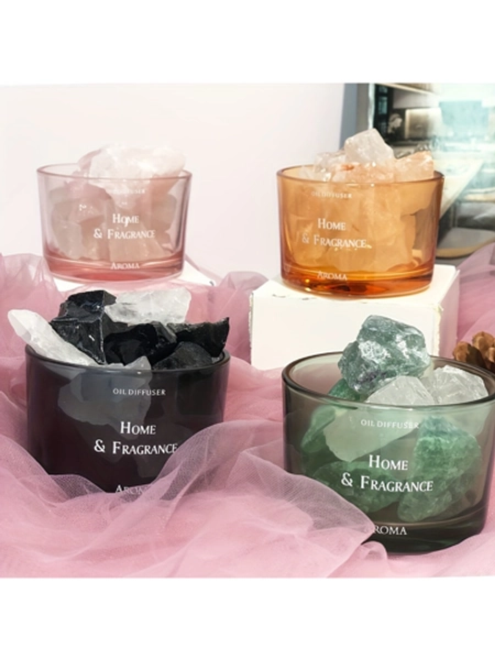 1pc Simple & High-End Crystal Aroma Stone With Glass Cup, Fragrance Diffuser Stone - No Oil, No Fragrance, Excellent New Home Decor Gift, Suitable For Moms & Women,Aromatherapy,House Freshener,Diffuser,Gift,Home Decor Gifts Birthday Graduation