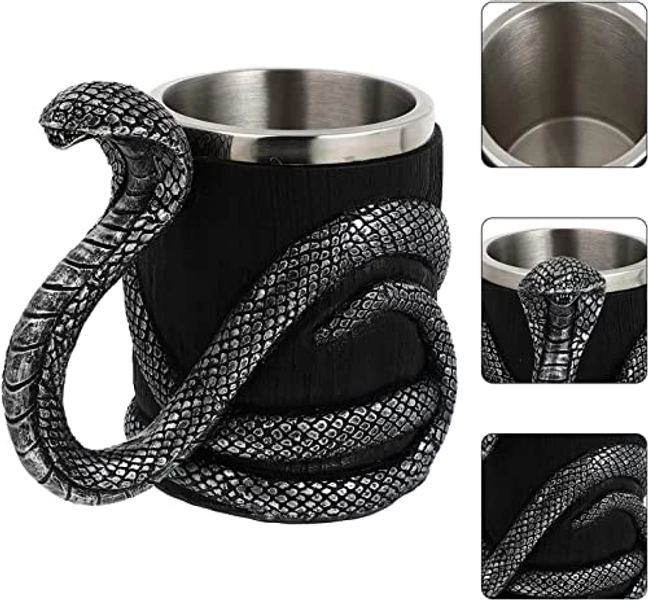 OIDESA Personality coffee cup Beer Mug, Snake Coffee Mug Viking Cup Coffee Vintage Tankard Cup Medieval Cup Medieval Cup
