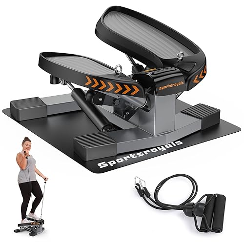 Sportsroyals Stair Stepper for Exercises-Twist/Mini Stepper with Resistance Bands and 330lbs Weight Capacity - Upgraded with Mat