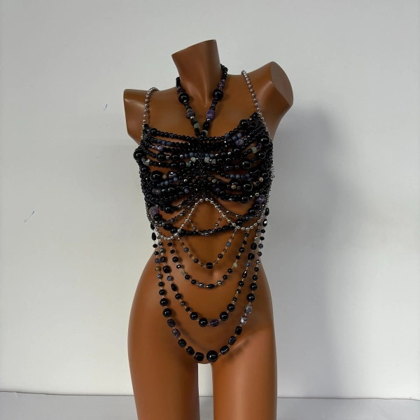 Handmade Beaded Top Body Chian Jewelry Beaded Bra Top Cover Up Festival Body Chain Bikini Nightclub Cosplay Beach Wear Gift for Women
