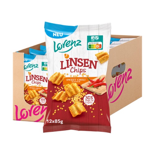 Lorenz Snack World Linsen Chips Sweet Chili, 12er Pack (12 x 85g) - Linsen Chips Sweet Chili 1 Stück (12er Pack)