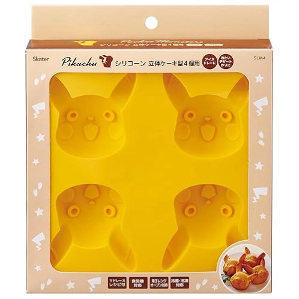 Skater SLM4-A Silicone Yakiyaki Mini Madeleine Mold, Cake Mold, Candy Mold, Pokemon Pikachu, Set of 4