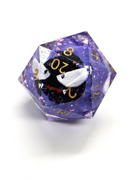 Gastly Made To Order- Chonk d20 dnd dice- Sharp edged resin jumbo dice- 35mm