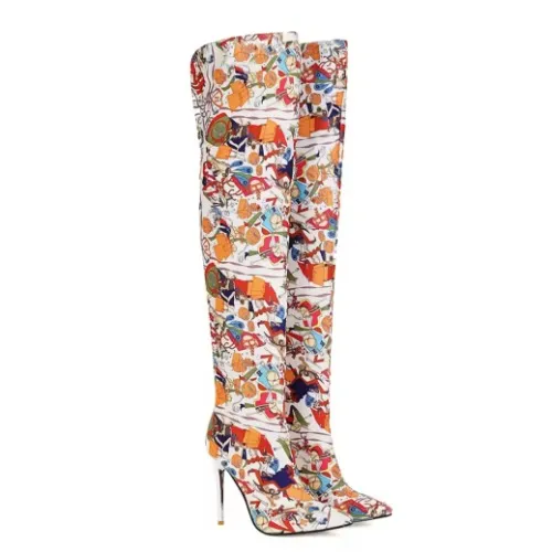 Flowered Overknees Boots