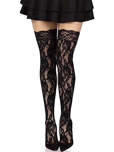 Leg Avenue womens Hosiery Lace Thigh Highs - One Size - Black Rose