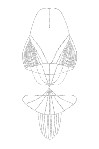 Reverie Rhinestone Teddy Bodysuit Silver