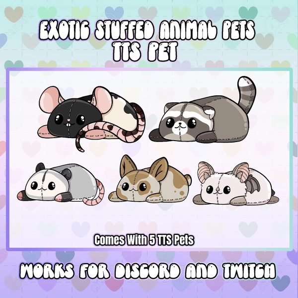Exotic | 5 PACK | Stuffed Animal | TTS Pet | Twitch Assets