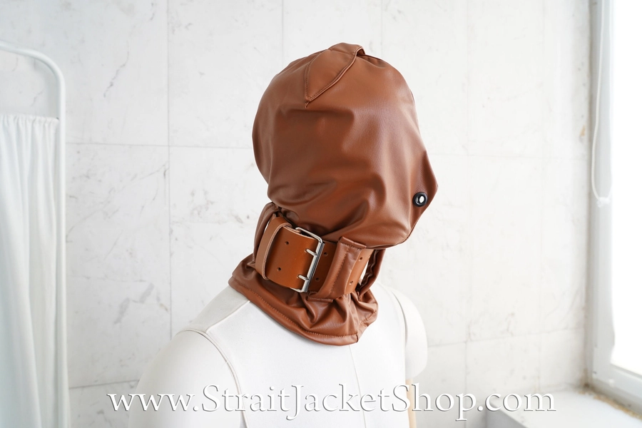 Leather and Faux Leather Bondage Hood - Blindfold / Restrained / BDSM / Head Hood Mask / Full Head Hood