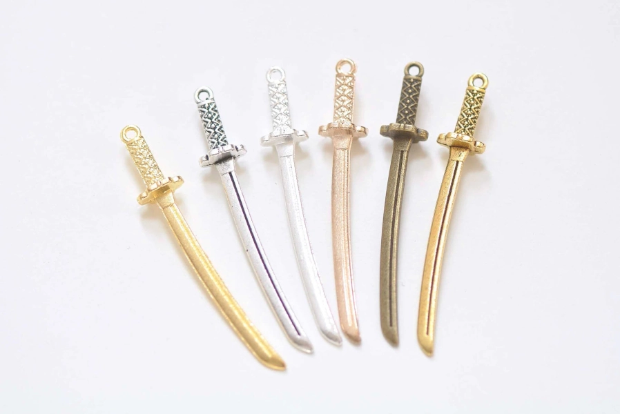 Japanese Blade Katana Sword Charms 8x50mm  Antique Bronze/Antique Silver/Antique Gold/Shiny Silver/Gold/Light Gold