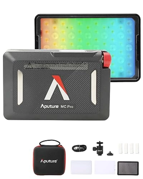 Aputure MC Pro Camera Lights,RGBWW LED Video Lights Lensed Mini LED Panel Full Color Portable Photography Lighting,4200mAh Rechargeable Battery,APP Control, Support Magnetic Attraction