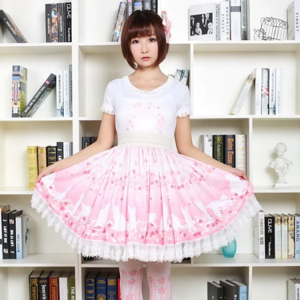 Cherry Blossom Kitten Skirt