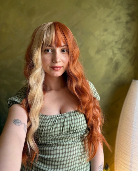 Long Wavy Copper Ginger Wig with Bangs Cosplay Wig