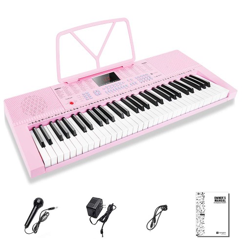 Vangoa VGK610 Piano Keyboard, 61 Mini Keys Portable Music Keyboard for Beginners with Microphone, 3 Teaching Modes, 350 Tones, 350 Rhythms, 30 Demos, Pink - 61 Mini Keys pink