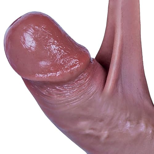Movable Foreskin Pleasure: Enjoy Realistic Sensations with a Suction Cup Big Dildo - Perfect for Vaginal or Anal Play, Compatible with Strap-On Harness - 8.4 Inches of Lifelike Fun!
