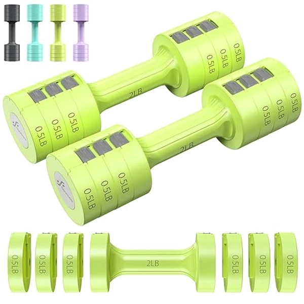 Adjustable Dumbbells Hand Weights Set: Sportneer 5 lb Dumbbells Set of 2 Each 2lb 3lb 4lb 5lb Free Weights Fast Adjust Weight 4 In 1 Weights Dumbbells Set for Women Men Home Gym Exercise Training