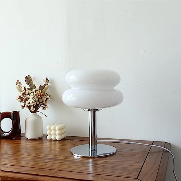 Lampe de Chevet, Lampe de Table en Verre Pratique en Forme de aux œufs Mignonne pour les Filles pour la Maison (Blanc)
