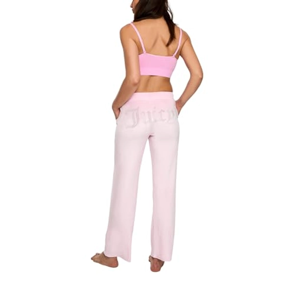 Juicy Couture Women's Velvet Fleece Lounge Pajama Pant with Rhinestones