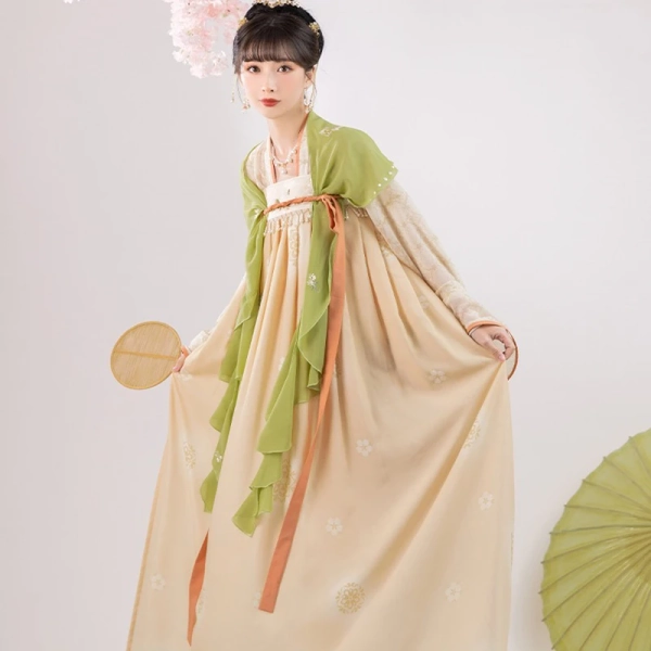 Spring Women Tang Dynasty Hanfu Qixiong Shanqun Elegant Butterfly Dresses - Newhanfu