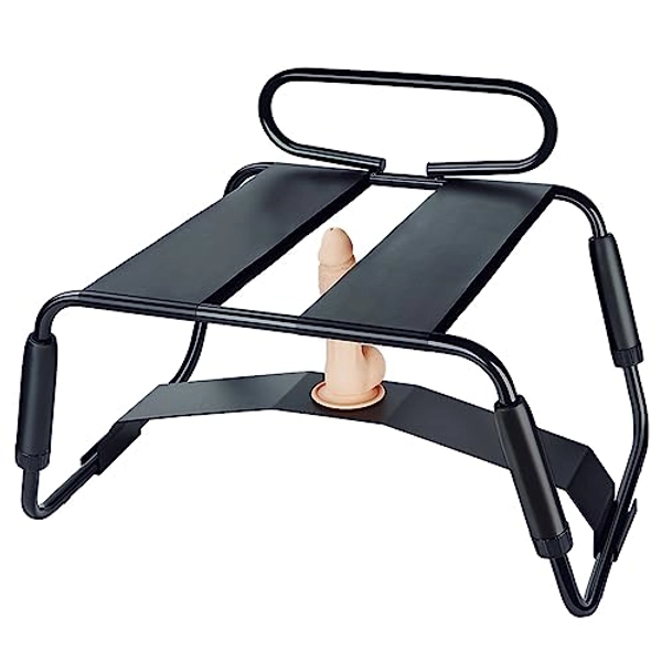 Sex Chair Adjustable Height Sex Bench Bouncing Mount Sex Stool Weightless Position Bouncer Chair with Handrail and Dildo Stainless Portable Elastic Chairs BDSM Sex Novelty Toy for Adult Game (Black)