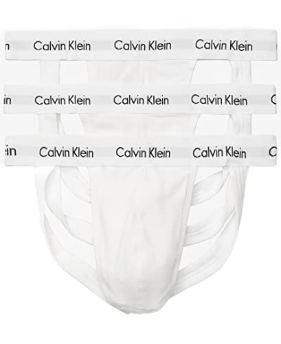 Calvin Klein Men's Cotton Stretch 3-Pack Jock Strap - Medium - 3 White