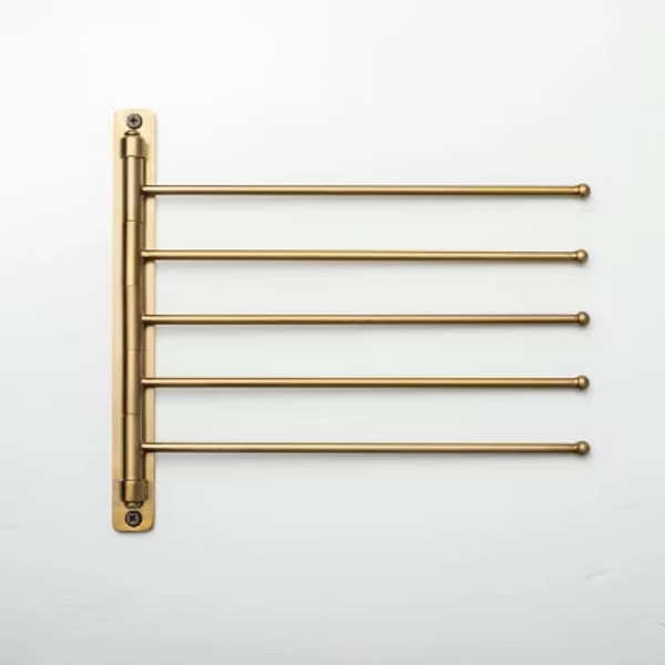 Brushed Metal Swivel Coat Rack Brass Finish - Hearth & Hand™ with Magnolia: Wall Mount, 5 Pegs, No Assembly Required