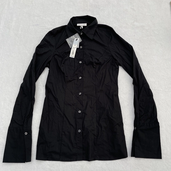 Prologue Women's Casual Long Sleeve Button Down Blouse Solid Black Size XS New
